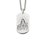 Men's Dog Tag Jesus Pendant Necklace in Stainless Steel with Chain